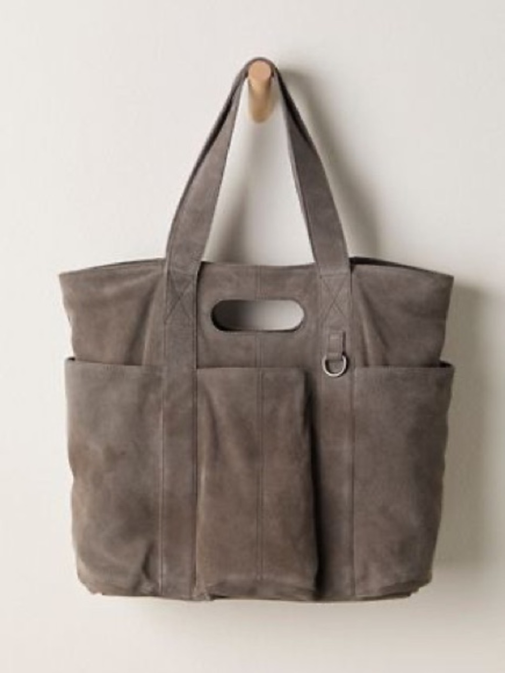 NWT FREE PEOPLE Suede Caravan Tote | Charcoal MSRP $128 CURRENT/SOLD OUT COLOR